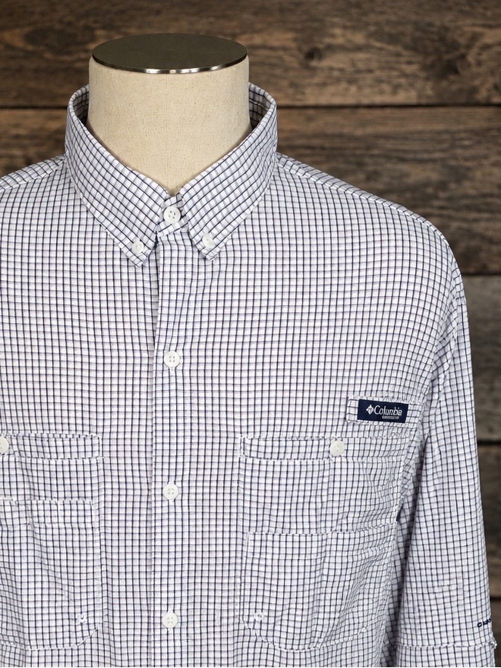 Columbia PFG Super Tamiami XL Blue Plaid Fishing Shirt Long Sleeve Vented
